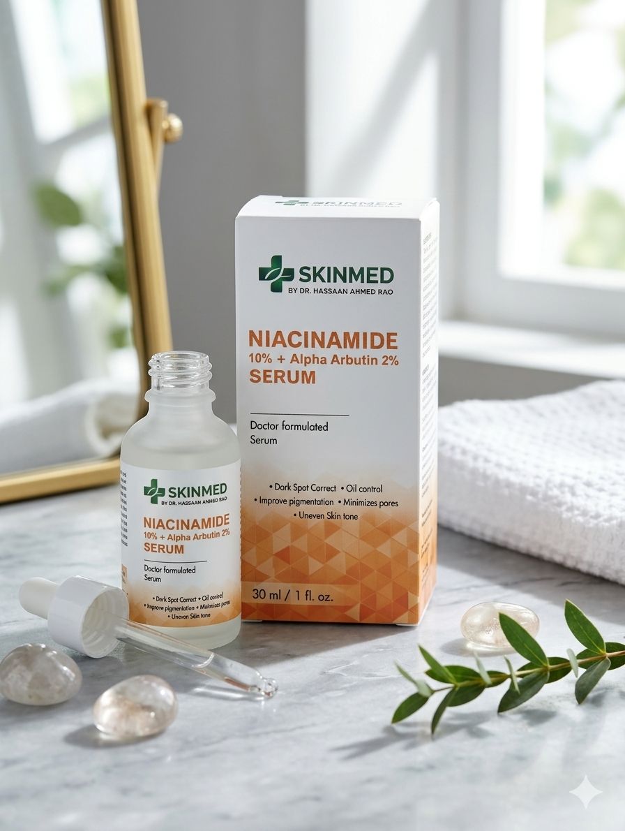 SKINMED Niacinamide + Alpha Arbutin Serum | Dark Spots, Pigmentation & Glow Booster